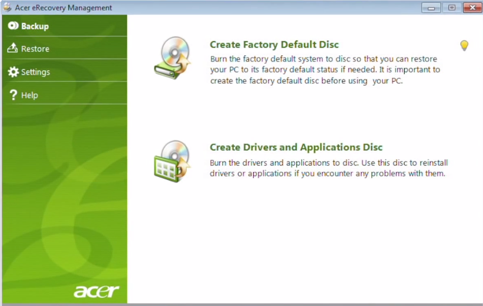 Acer Recovery Disk Free